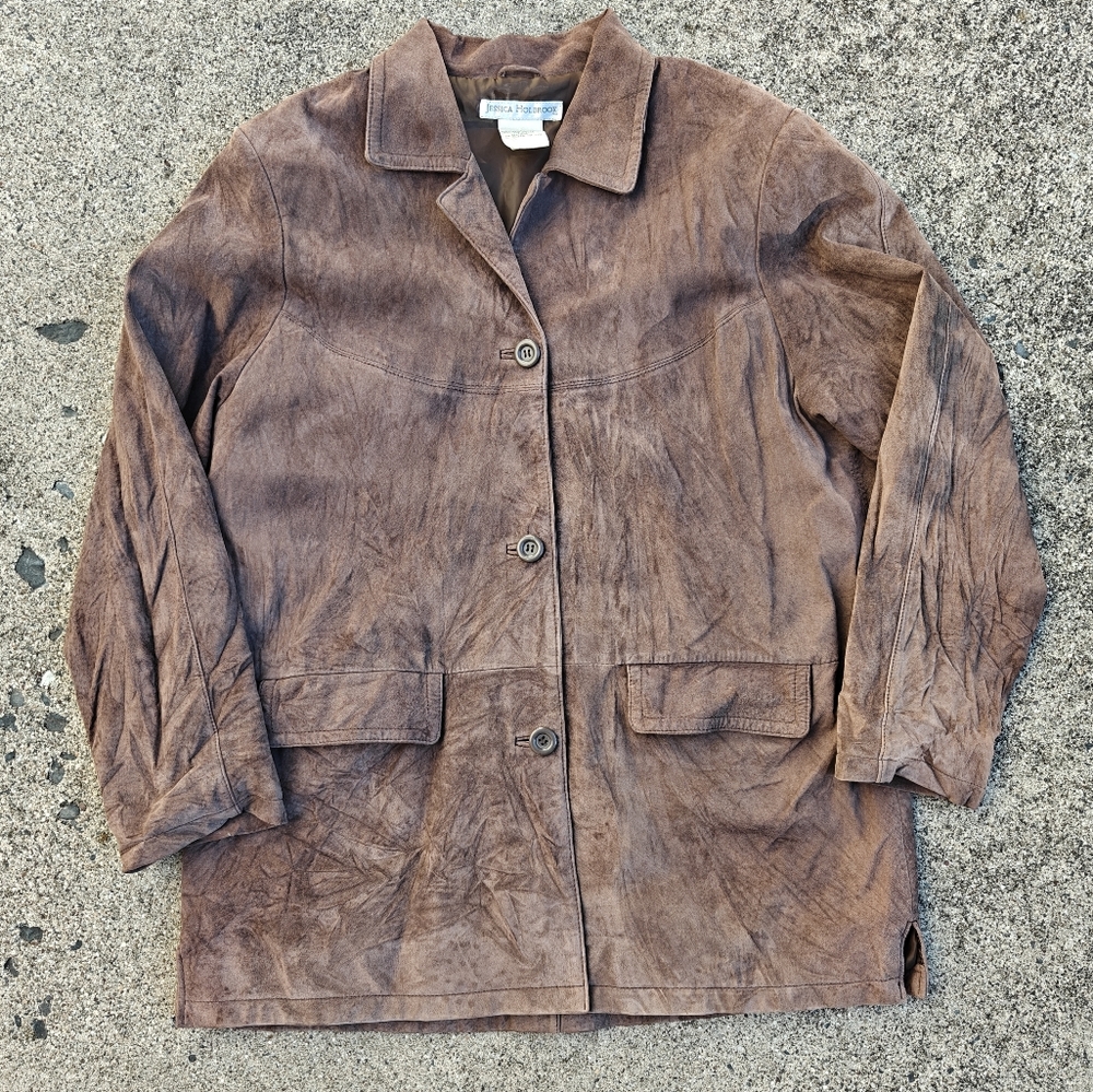Vintage Brown Suede Leather Jacket - Women